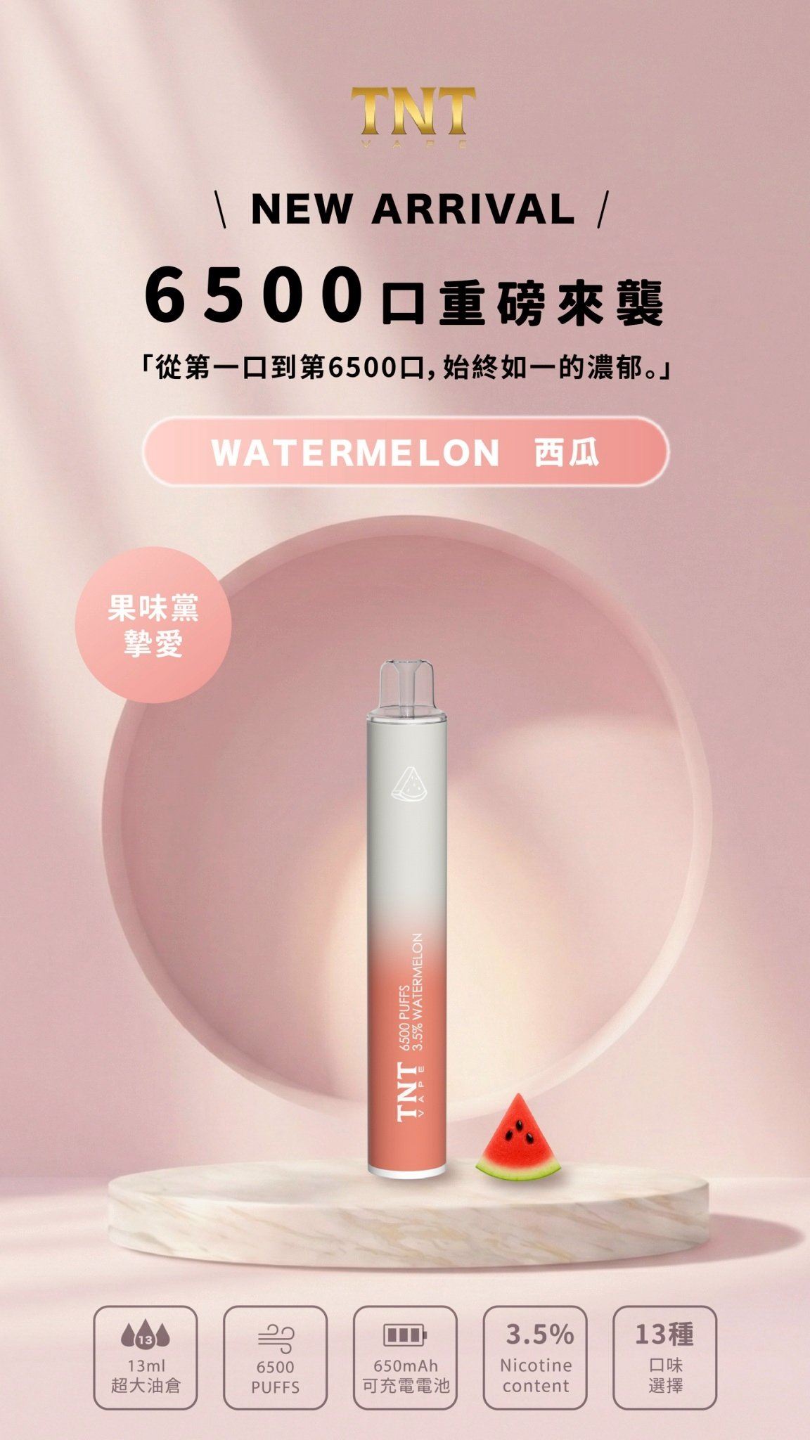TNT 6500口拋棄式電子煙-西瓜