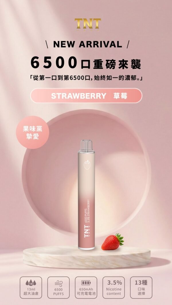 TNT 6500口拋棄式電子煙-草莓